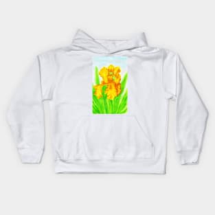 Yellow iris Kids Hoodie